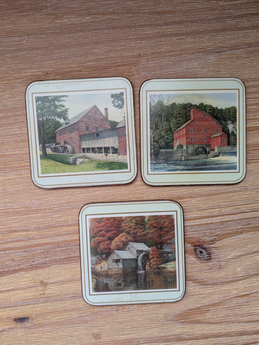 Pimpernel Art Coasters - Red, Brown & Green